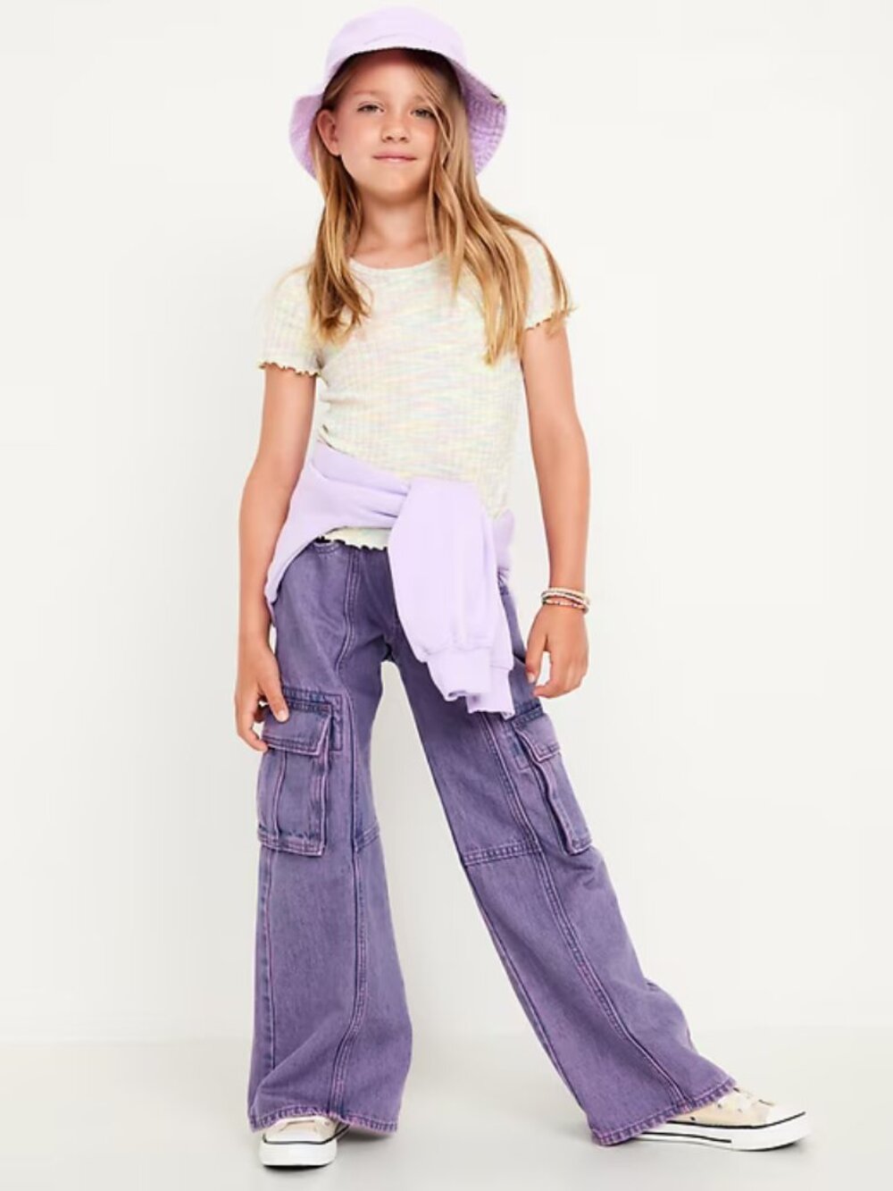 Old Navy Purple Cargo Wide-Leg Jeans for Youth Girl Size 14